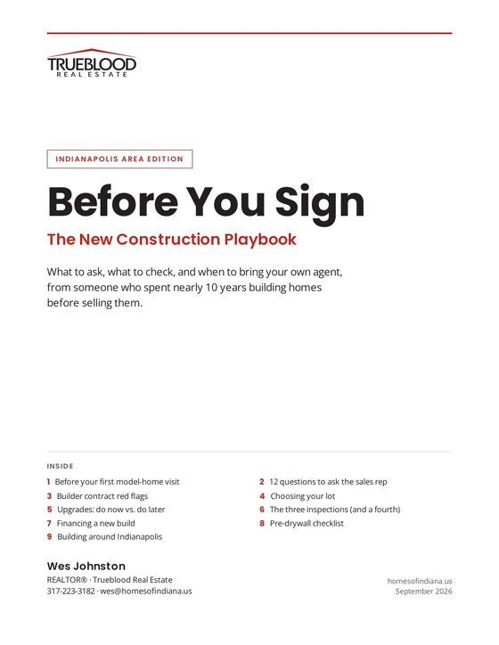 Cover of Before You Sign: The New Construction Playbook, Indianapolis Area Edition, by Wes Johnston
