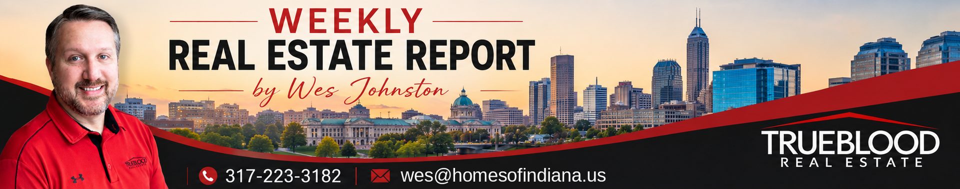 Weekly Real Estate Report by Wes Johnston, Trueblood Real Estate. 317-223-3182, wes@homesofindiana.us